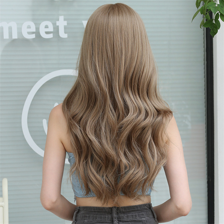 亜麻色　ロングかつら　カーリーヘアー　フルウィッグ　簡単着用　長さ59cm　人工頭皮　耐熱　ネット付き　通気性が抜群　違和感がないウィッグ　男の娘　女装体験用カツラ　お勧め-4