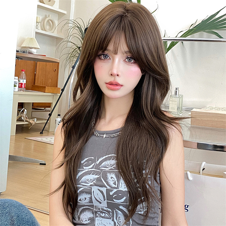 大人可愛いフルウィッグ　長さ63cm　ロングかつら　カーリーヘアー　人工頭皮　小顔　ロングかつら　ヘアネット付き　通気性が抜群　普段使い　女装体験用カツラ-1