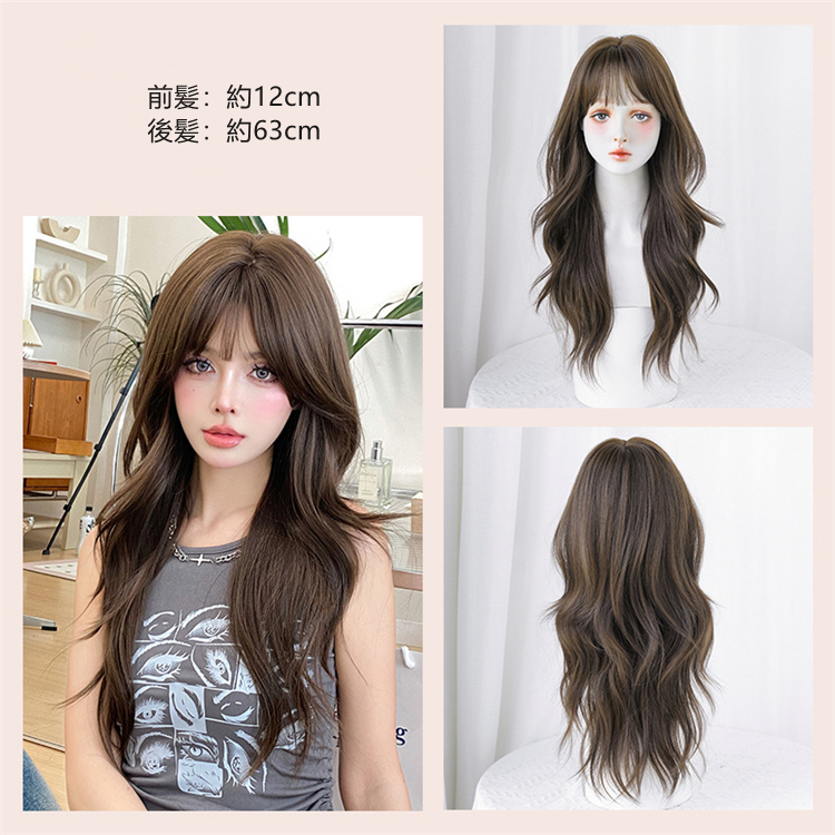 大人可愛いフルウィッグ　長さ63cm　ロングかつら　カーリーヘアー　人工頭皮　小顔　ロングかつら　ヘアネット付き　通気性が抜群　普段使い　女装体験用カツラ-2