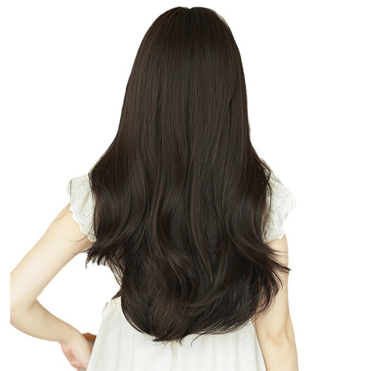 黒色　真ん中分け　カーリーヘアー　大人可愛いフルウィッグ　長さ67cm　人工頭皮　小顔　ロングかつら　ヘアネット付き　普段使い　女装体験用カツラ-4