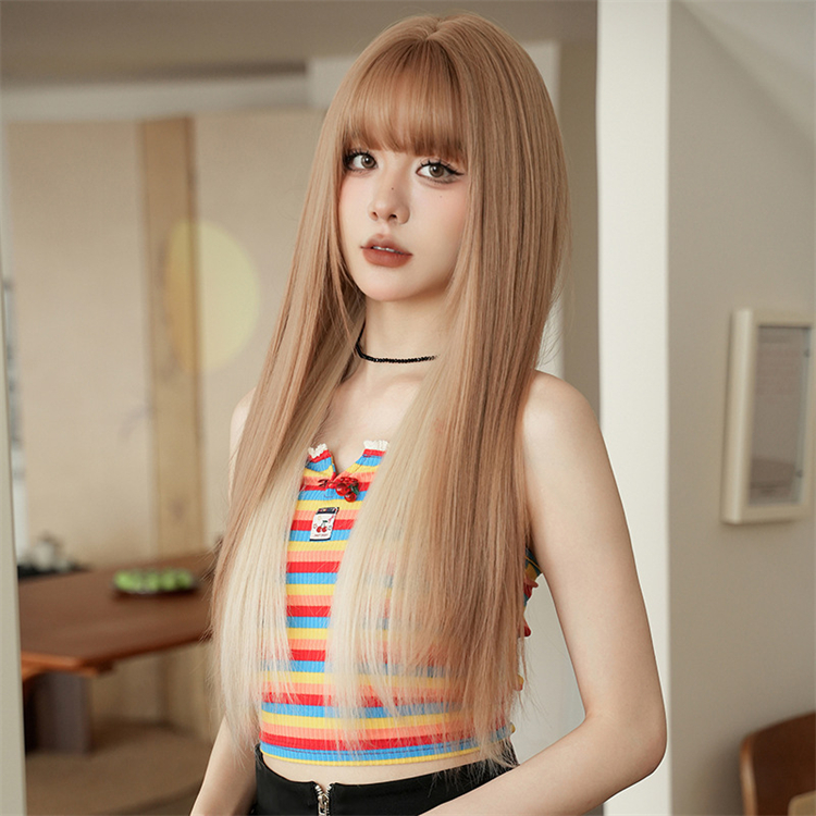 薄い金色 ストレートヘア 大人可愛いフルウィッグ 長さ75cm 人工頭皮 小顔 ロングかつら ヘアネット付き 普段使い 女装体験用カツラ-3 薄い金色 ストレートヘア 大人可愛いフルウィッグ 長さ75cm 人工頭皮 小顔 ロングかつら ヘアネット付き 普段使い 女装体験用カツラ-3