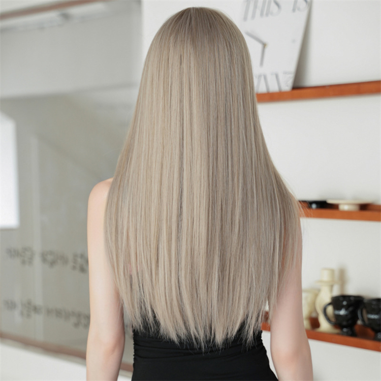 ロングかつら　ストレートヘア　大人可愛いカラーウィッグ　長さ64cm　人工頭皮　小顔　ヘアネット付き　普段使い　女装体験用カツラ-4