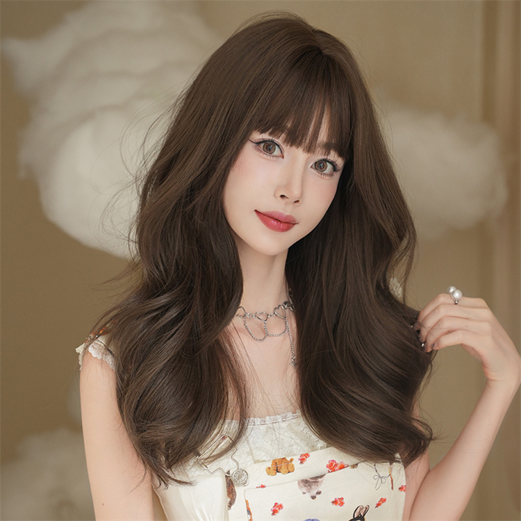 茶色　カーリーヘアー　フルウィッグ　長さ58cm　ロングかつら　人工頭皮　小顔　ロングかつら　ヘアネット付き　通気性が抜群　普段使い　女装体験用かつら-2