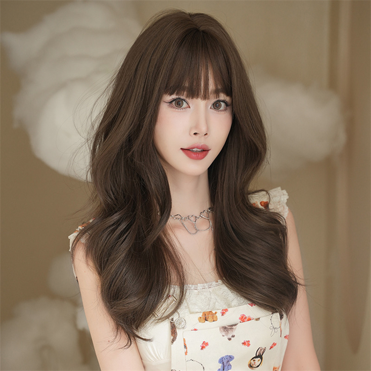 茶色　カーリーヘアー　フルウィッグ　長さ58cm　ロングかつら　人工頭皮　小顔　ロングかつら　ヘアネット付き　通気性が抜群　普段使い　女装体験用かつら-3