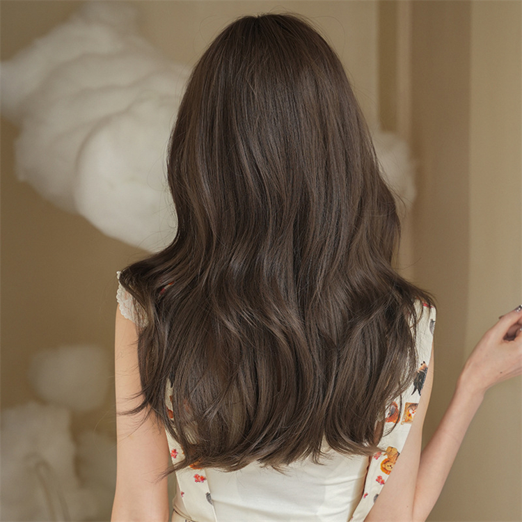茶色　カーリーヘアー　フルウィッグ　長さ58cm　ロングかつら　人工頭皮　小顔　ロングかつら　ヘアネット付き　通気性が抜群　普段使い　女装体験用かつら-4