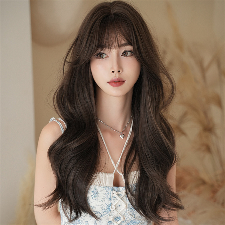 大人気　茶色　レディース　フルウィッグ　カーリーヘアー 　長さ65cm　人工頭皮　通気性が抜群　ヘアネット付き　かつら　自然　普段使い　男の娘　女装体験用ウイッグ　お勧め-2