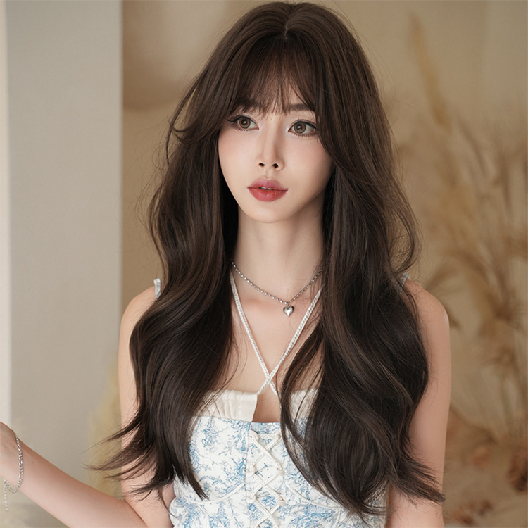 大人気　茶色　レディース　フルウィッグ　カーリーヘアー 　長さ65cm　人工頭皮　通気性が抜群　ヘアネット付き　かつら　自然　普段使い　男の娘　女装体験用ウイッグ　お勧め-3