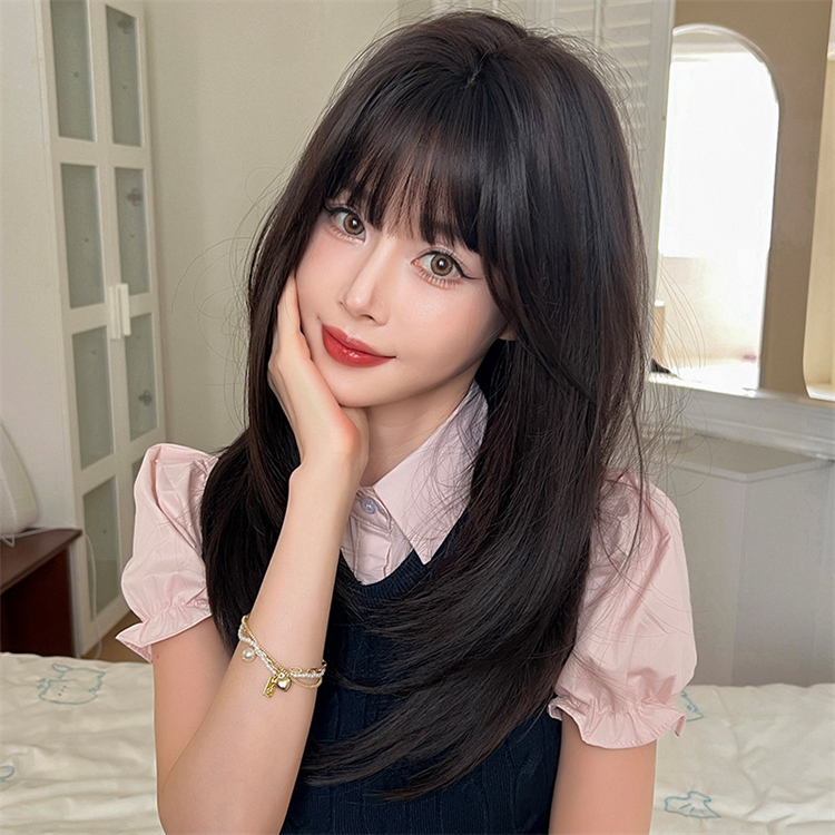 黒色 ストレートヘア 大人可愛いフルウィッグ 長さ55cm 人工頭皮 小顔 ロングかつら ヘアネット付き 普段使い 女装体験用カツ-1 黒色 ストレートヘア 大人可愛いフルウィッグ 長さ55cm 人工頭皮 小顔 ロングかつら ヘアネット付き 普段使い 女装体験用カツ-1