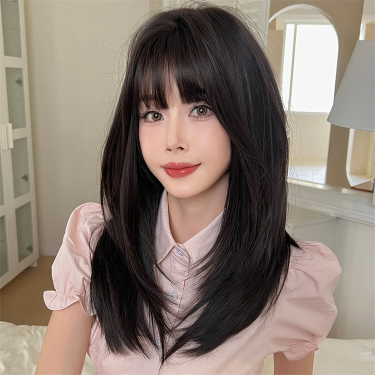 黒色 ストレートヘア 大人可愛いフルウィッグ 長さ55cm 人工頭皮 小顔 ロングかつら ヘアネット付き 普段使い 女装体験用カツ-2 黒色 ストレートヘア 大人可愛いフルウィッグ 長さ55cm 人工頭皮 小顔 ロングかつら ヘアネット付き 普段使い 女装体験用カツ-2