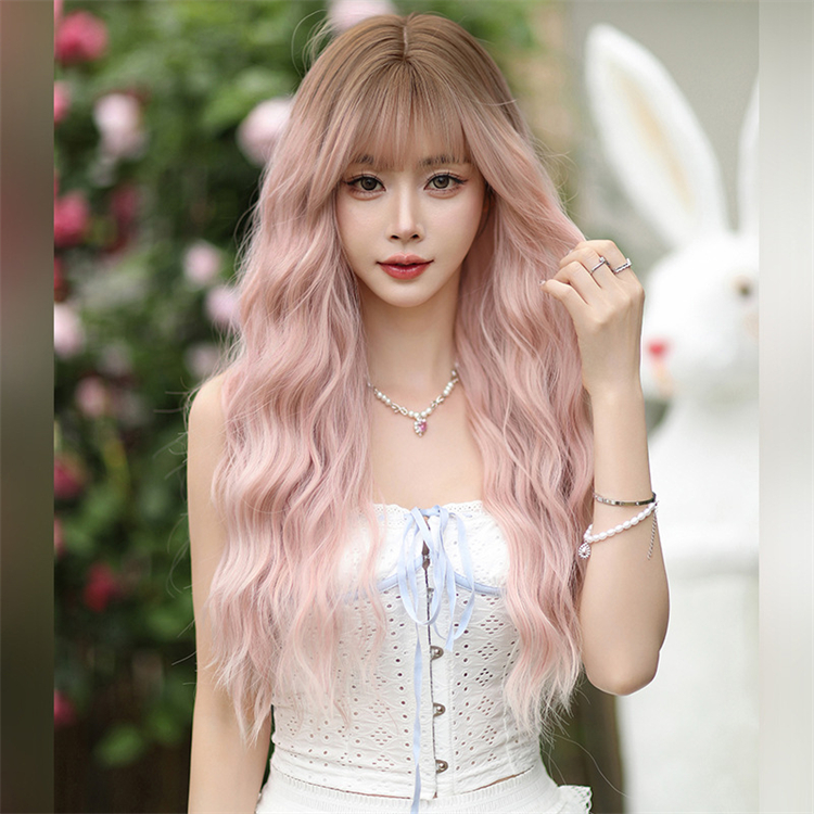 薄いピンク色 ロングかつら カーリーヘアー 大人可愛いフルウィッグ 長さ65cm 人工頭皮 小顔 ヘアネット付き 普段使い 女装体験用カツラ-1 薄いピンク色 ロングかつら カーリーヘアー 大人可愛いフルウィッグ 長さ65cm 人工頭皮 小顔 ヘアネット付き 普段使い 女装体験用カツラ-1