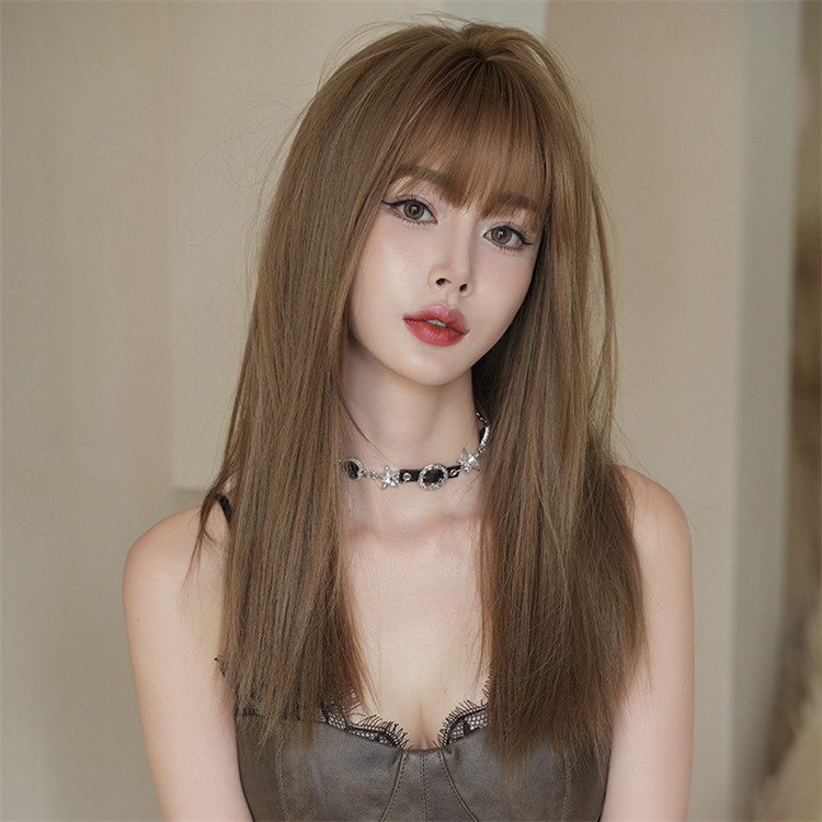 大人可愛いフルウィッグ　ストレートヘア　長さ54cm　自然　小顔効果　ミディアム　普段使い　人工頭皮　ネット付き　耐熱　通気性が抜群　違和感がない桂　wig 　男の娘　女装体験用カツラ　お勧め-3