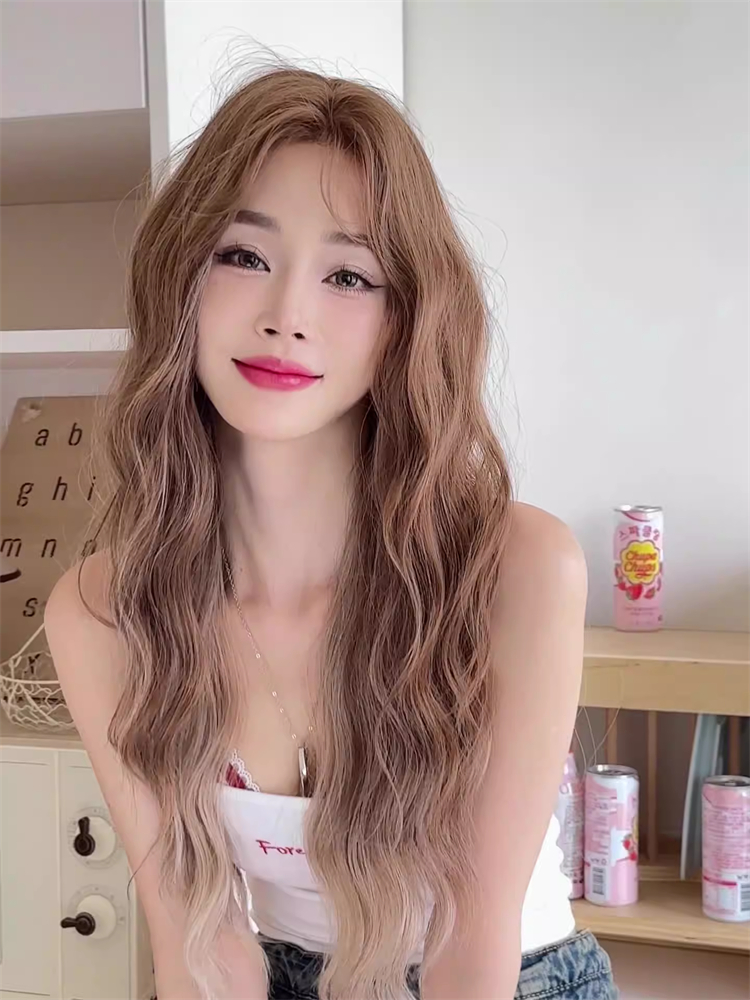 金髪　ロング　カーリーヘアー　大人可愛いフルウィッグ　長さ70cm　人工頭皮　小顔　普段使い　ヘアネット付き　通気性が抜群　女装体験用カツラ　お勧め-2