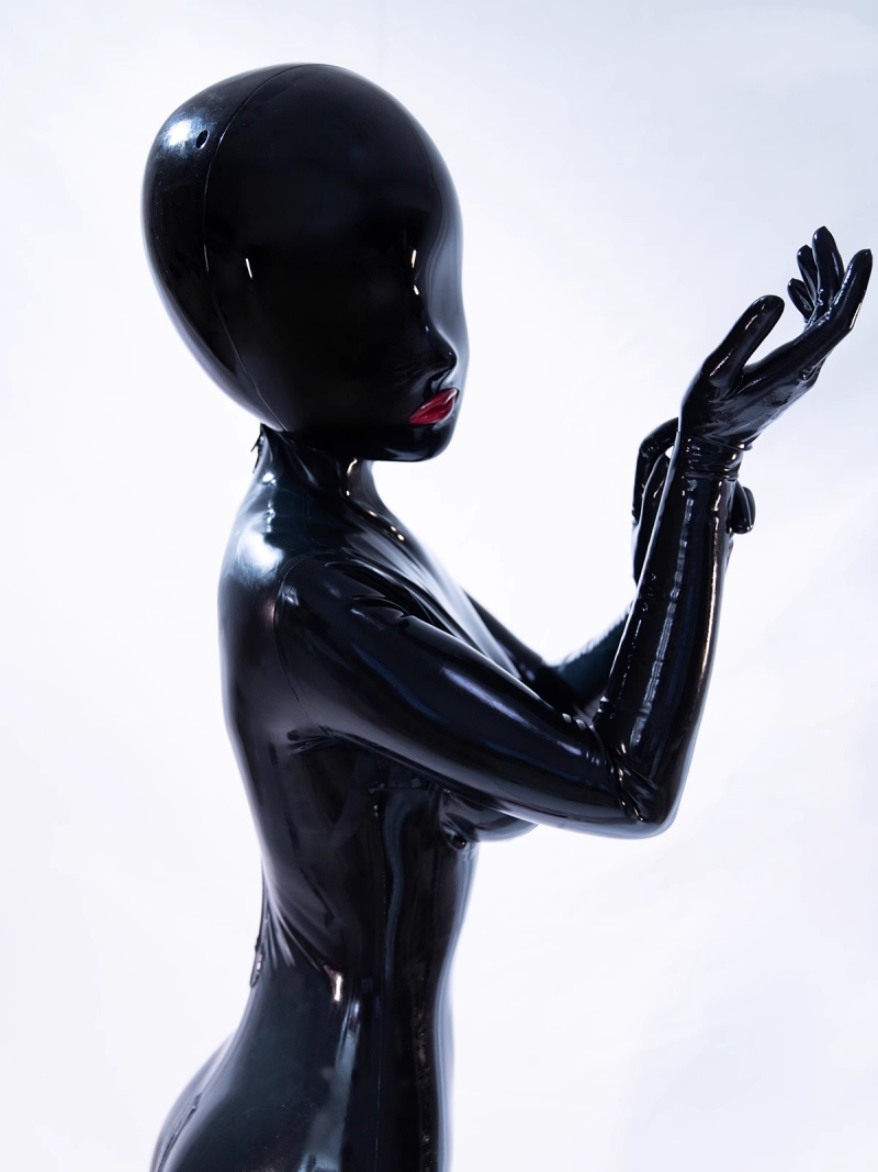 大人気！！赤い唇のWanessa　真っ黒着ぐるみマスク　完全に可視性マスク（半透明）　全頭マスク　ラテックススーツとの組み合わせをお勧め　男女兼用-4