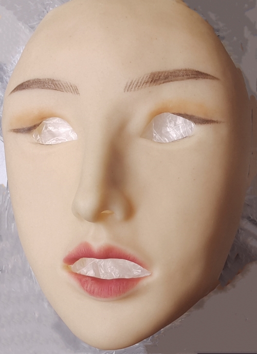 「動画あり　大人気の女装用品お勧め」美人の御姉様　シリコン製の女性マスク　肌にちかいもちもち感触＆首もあるのでリアル　メイク付き　Female Mask付きシリコンバスト　クロスドレス　男の娘　女装体験　シリコンバスト　cdcoser販売-3