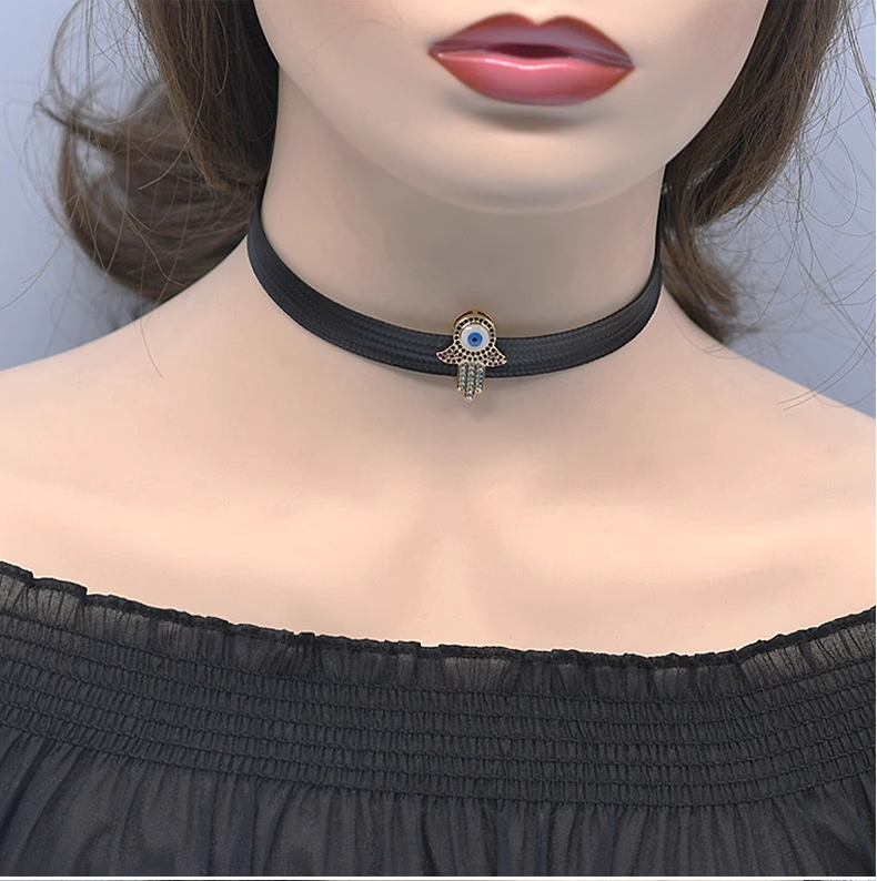悪魔の目　黒色　チョーカー　おしゃれ　鎖骨choker　サイズ調節可能-1