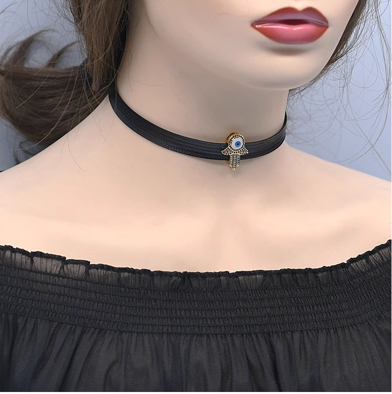 悪魔の目　黒色　チョーカー　おしゃれ　鎖骨choker　サイズ調節可能-2