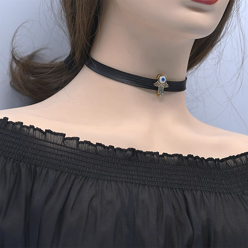 悪魔の目　黒色　チョーカー　おしゃれ　鎖骨choker　サイズ調節可能-3