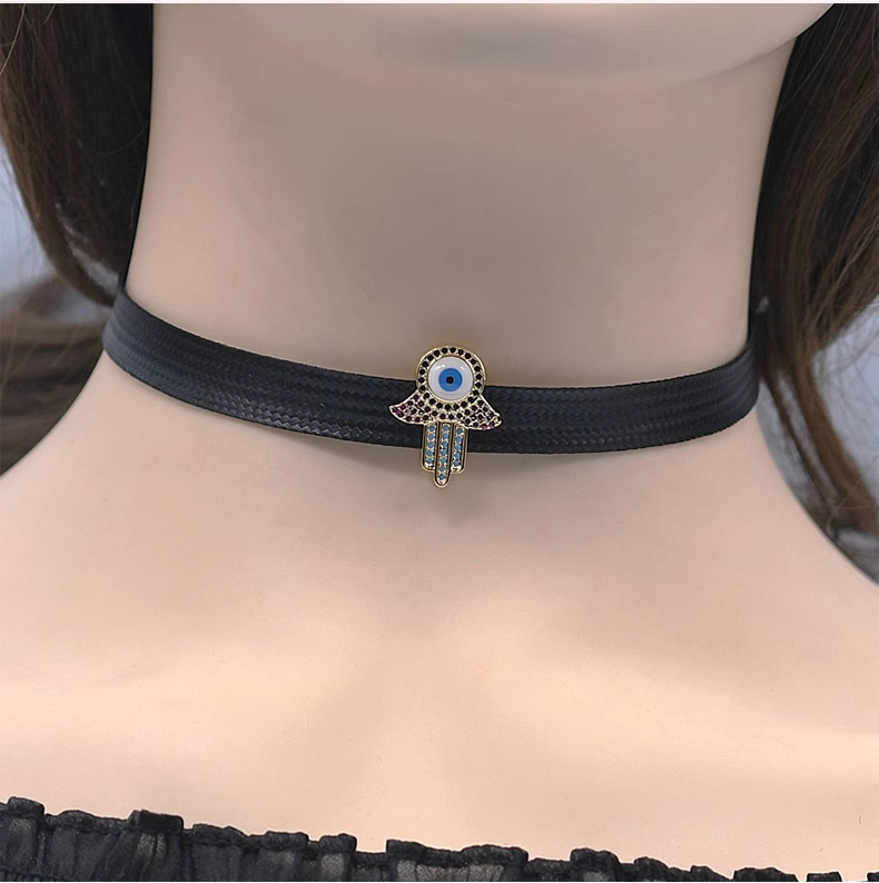 悪魔の目　黒色　チョーカー　おしゃれ　鎖骨choker　サイズ調節可能-4