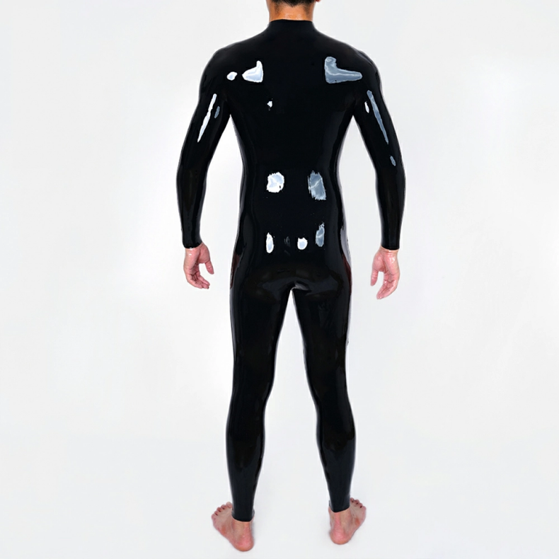 ブラック　ピカピカシリコン全身スーツ　M/L/XLサイズ選択可能　男女兼用　医療用シリコン素材　大人気　変装グッズ-4