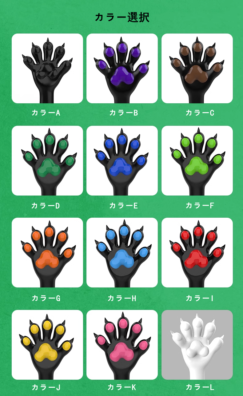ブラック/ホワイト　ピカピカシリコン素材製　多色選択可能　犬の前足　動物仮装手袋　男女兼用　大人気　面白い変装グッズ-6