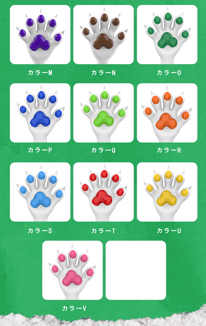 ブラック/ホワイト　ピカピカシリコン素材製　多色選択可能　犬の前足　動物仮装手袋　男女兼用　大人気　面白い変装グッズ-7