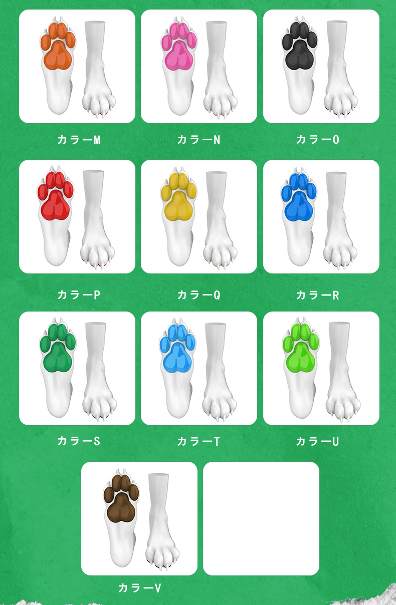 動物仮装　ブラック/ホワイト　ピカピカシリコン素材製　多色選択可能　犬の後ろ足　足袋　男女兼用　大人気　アニマル仮装　面白い変装グッズ-4