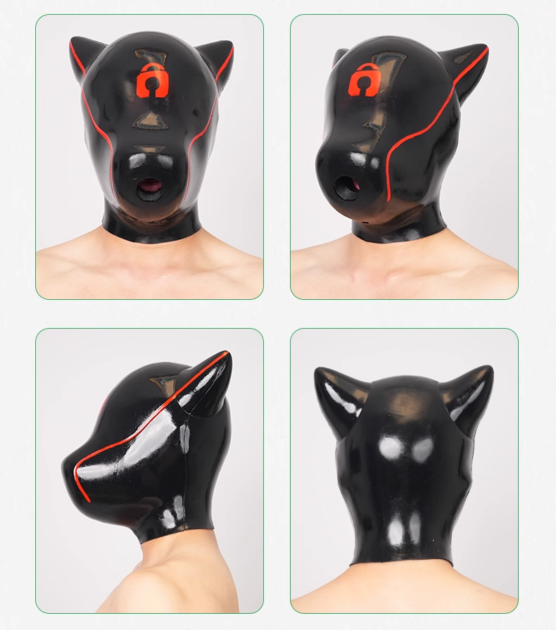犬マスク　ピカピカシリコン素材製　DOG全頭マスク　多色選択可能　コスプレ　男女兼用　動物変装グッズ-2