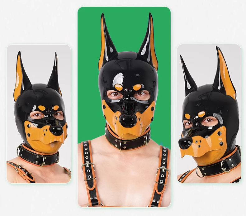 ドーベルマンマスク　ピカピカシリコン素材製　DOG全頭マスク　多色選択可能　コスプレ　男女兼用　動物変装グッズ-2