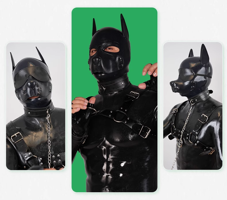 ドーベルマンマスク　ピカピカシリコン素材製　DOG全頭マスク　多色選択可能　コスプレ　男女兼用　-2