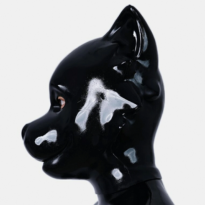 黒い犬マスク　ピカピカシリコン素材製　DOG全頭マスク　コスプレ　男女兼用　-7