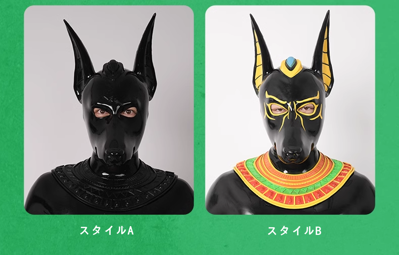 アヌビス　ブラック　全頭マスク　ピカピカシリコン素材製-3