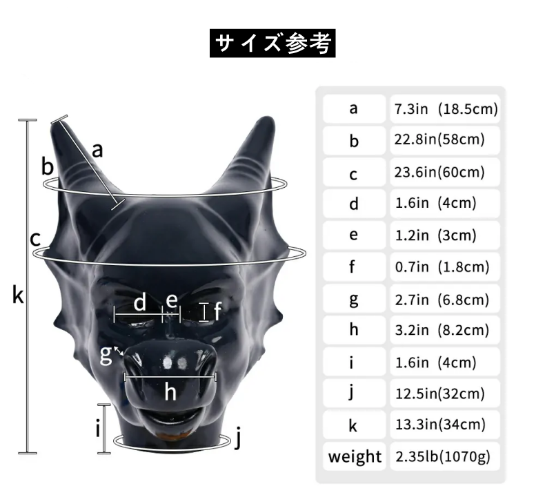 竜の全頭マスク　黒色　ピカピカシリコン素材製　動物コスプレ-3
