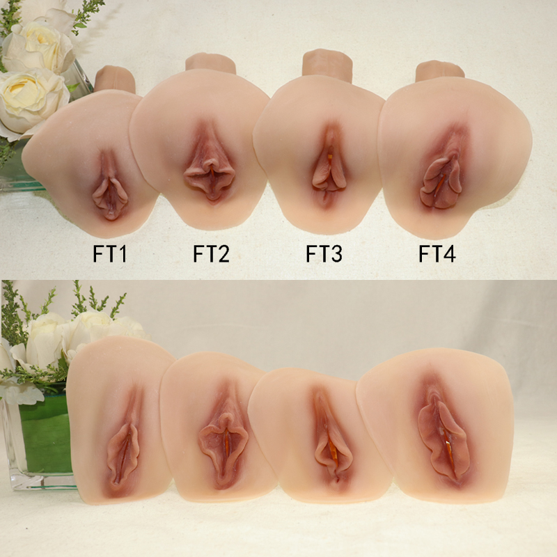 シリコン女性器(Fシリーズ)　生殖器付きの女性器　四種類のタイプ選択可能　カテーテルを口に入れフェラチオできるシリコン女装小物-4