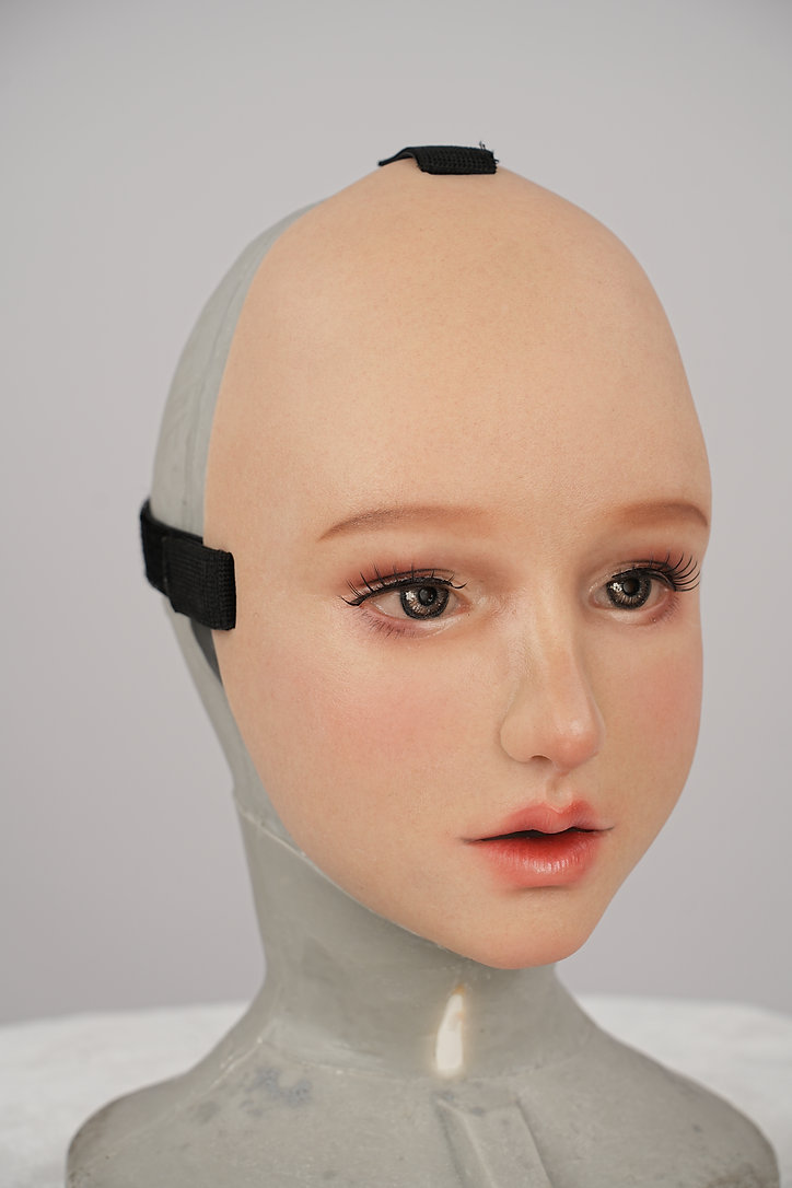 世界に自分の可愛さを宣言しよう！最新作のドール系Q05　Ching-05　晴ちゃん　可愛くて純真無垢な顔　シリコン製フィメールマスク　可愛い少女感のかお　瞳付　ハーフマスク／フールヘッドマスク　アジア顏向け　ノーマルメイク付き　正規品保証-4