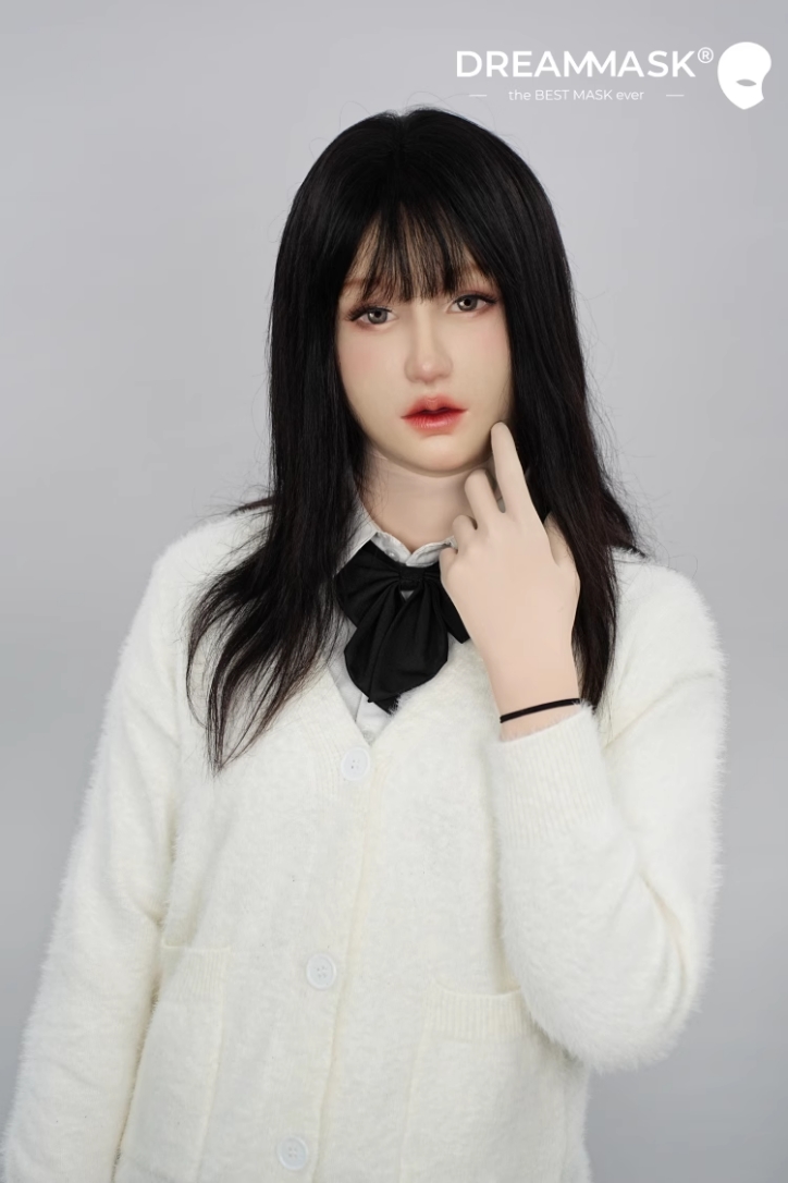 世界に自分の可愛さを宣言しよう！最新作のドール系Q05　Ching-05　晴ちゃん　可愛くて純真無垢な顔　シリコン製フィメールマスク　可愛い少女感のかお　瞳付　ハーフマスク／フールヘッドマスク　アジア顏向け　ノーマルメイク付き　正規品保証-20
