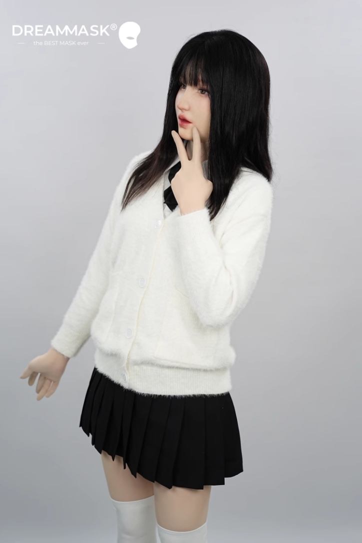 世界に自分の可愛さを宣言しよう！最新作のドール系Q05　Ching-05　晴ちゃん　可愛くて純真無垢な顔　シリコン製フィメールマスク　可愛い少女感のかお　瞳付　ハーフマスク／フールヘッドマスク　アジア顏向け　ノーマルメイク付き　正規品保証-24