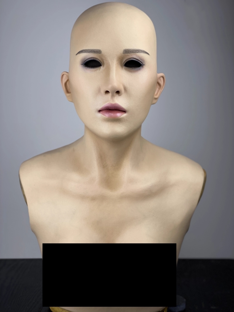 美人顔　「琦夢」　高品質シリコン制フィメールマスク　フルヘッド／首付きマスク/乳房付きのマスク　ノーマルメイク付き　女装変身が超便利　正規品保証　全国送料無料-8