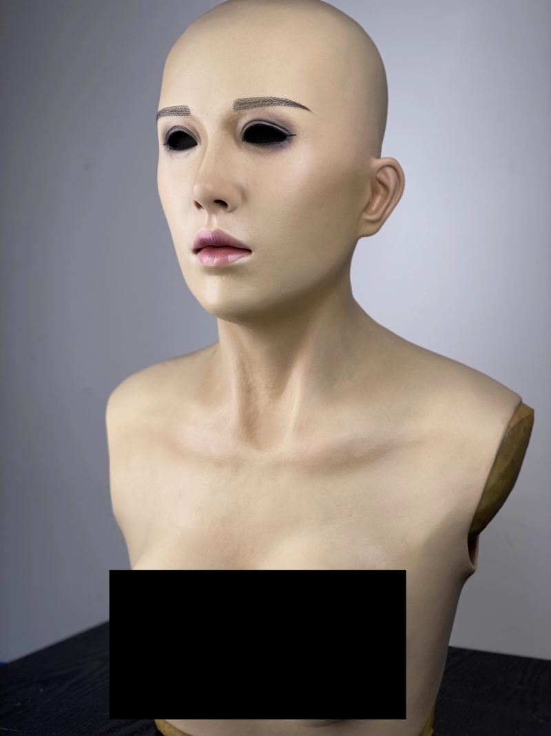 美人顔　「琦夢」　高品質シリコン制フィメールマスク　フルヘッド／首付きマスク/乳房付きのマスク　ノーマルメイク付き　女装変身が超便利　正規品保証　全国送料無料-9