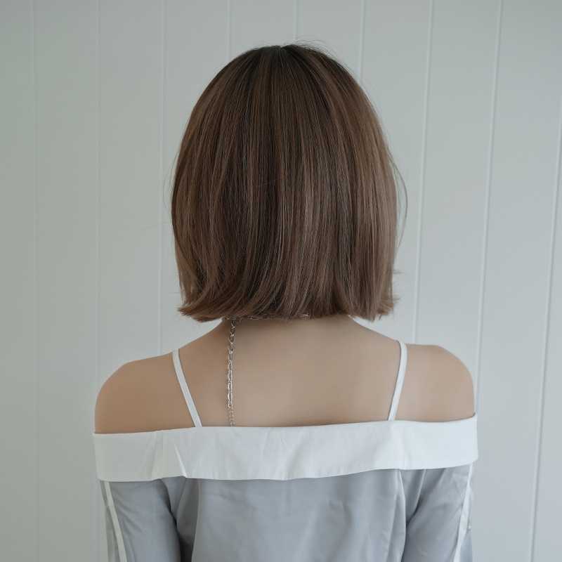 大人気　茶色　可愛いフルウィッグ　長さ33cm　ショートカット　ふわふわ　人工頭皮　自然　ヘアネット付き　レディース　かつら　通気性が抜群　普段使い　女装体験用カツラ　お勧め-5