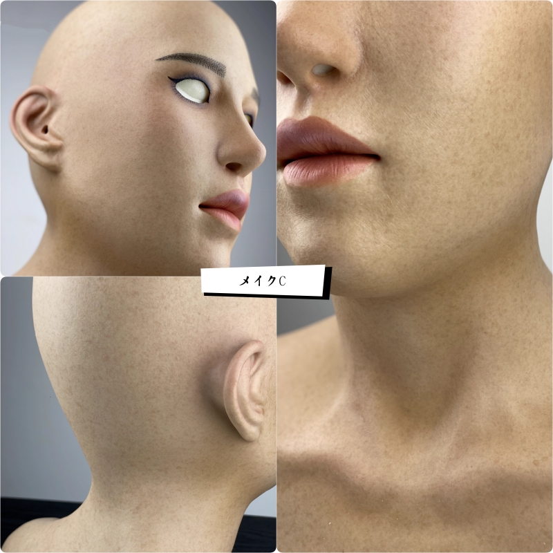アジア美人顔　「若琳」　シリコン制フィメールマスク　フルヘッド　メイク付き　瞳無し　女装グッズ　正規品保証　全国送料無料-15