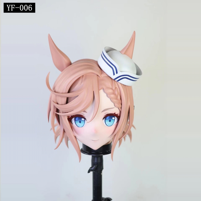 硬質髪の鍵付き全頭面　(YF-001~YF-010)　二次元美少女　フルヘッド着ぐるみマスク　 磁吸式前頭部＆後頭部　サイズオーダーメイド　KIGURUMI変身　他のキャラクターもオーダーメイド可能　コスプレイベント用品　全国送料無料-11