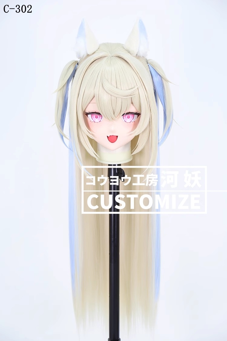 二次元美少女　鍵つき全頭面　KIGURUMIマスク(C-301~C-310)　通気孔付　高品質樹脂製　サイズオーダーメイド　フルヘッド　アニメマスク　河妖工房製品　正規品保証　全国送料無料-4