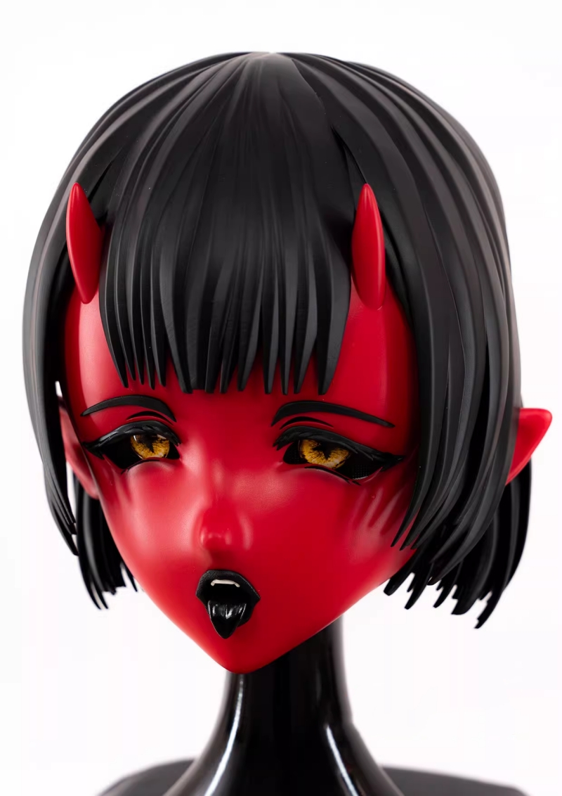 新品　硬質全頭マスク　魅魔　リリス　赤面　舌出しきぐるみマスク　舌取り外し可能　男女兼用＆高品質全頭マスク-2