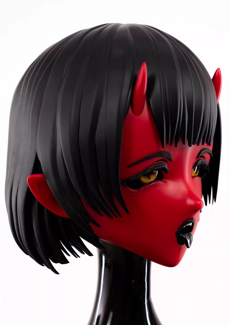 新品　硬質全頭マスク　魅魔　リリス　赤面　舌出しきぐるみマスク　舌取り外し可能　男女兼用＆高品質全頭マスク-3