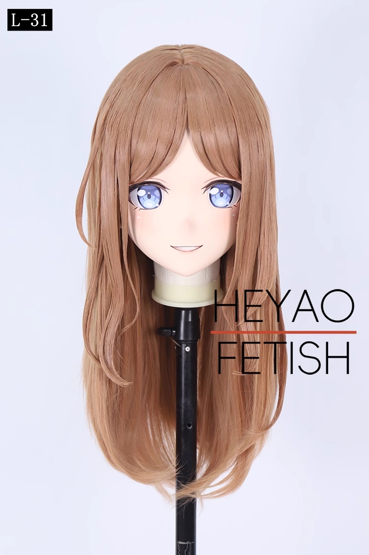 二次元美少女　フルヘッド着ぐるみマスク(L-31~L-40)　ウィッグときぐるみの一体型・後ろファスナーで着脱　高品質樹脂製　サイズオーダーメイド　ウィッグ付き全頭面　KIGURUMI変身　他のキャラクターもオーダーメイド可能　河妖工房製品　正規品保証　全国送料無料-1