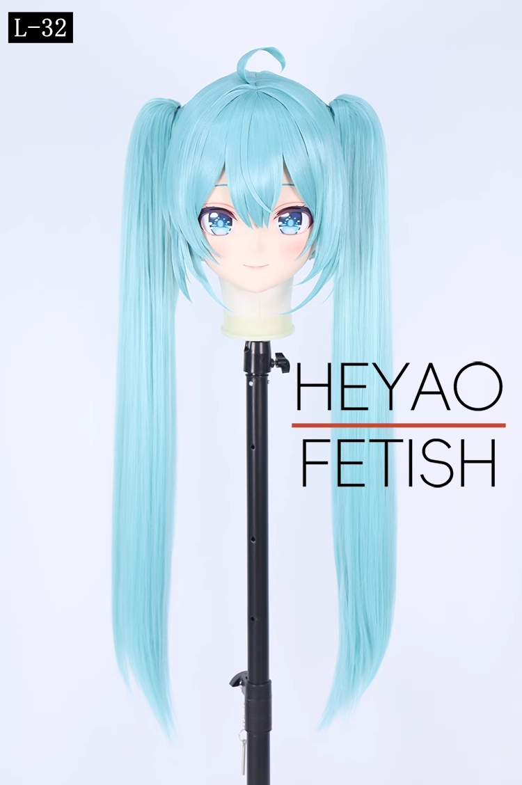 二次元美少女　フルヘッド着ぐるみマスク(L-31~L-40)　ウィッグときぐるみの一体型・後ろファスナーで着脱　高品質樹脂製　サイズオーダーメイド　ウィッグ付き全頭面　KIGURUMI変身　他のキャラクターもオーダーメイド可能　河妖工房製品　正規品保証　全国送料無料-3