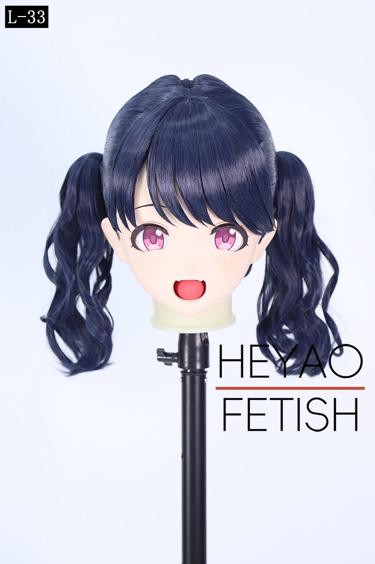 二次元美少女　フルヘッド着ぐるみマスク(L-31~L-40)　ウィッグときぐるみの一体型・後ろファスナーで着脱　高品質樹脂製　サイズオーダーメイド　ウィッグ付き全頭面　KIGURUMI変身　他のキャラクターもオーダーメイド可能　河妖工房製品　正規品保証　全国送料無料-5