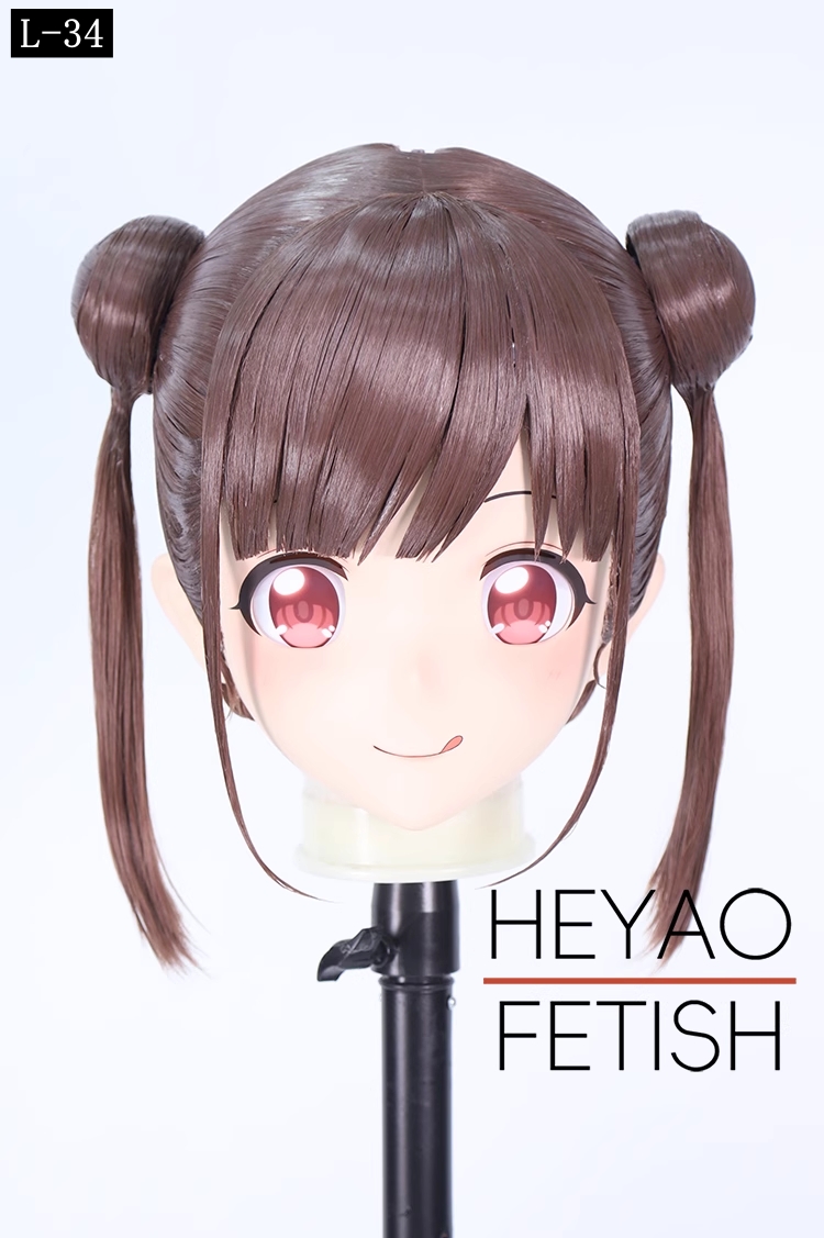 二次元美少女　フルヘッド着ぐるみマスク(L-31~L-40)　ウィッグときぐるみの一体型・後ろファスナーで着脱　高品質樹脂製　サイズオーダーメイド　ウィッグ付き全頭面　KIGURUMI変身　他のキャラクターもオーダーメイド可能　河妖工房製品　正規品保証　全国送料無料-7