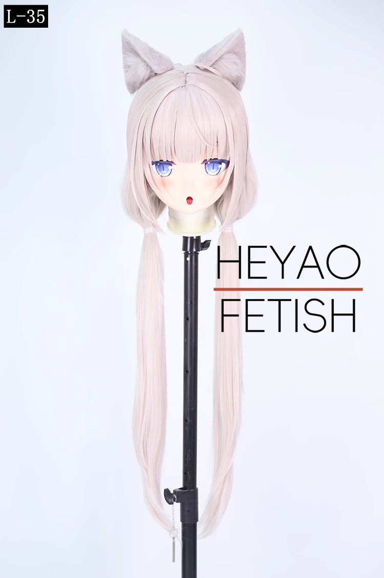二次元美少女　フルヘッド着ぐるみマスク(L-31~L-40)　ウィッグときぐるみの一体型・後ろファスナーで着脱　高品質樹脂製　サイズオーダーメイド　ウィッグ付き全頭面　KIGURUMI変身　他のキャラクターもオーダーメイド可能　河妖工房製品　正規品保証　全国送料無料-9
