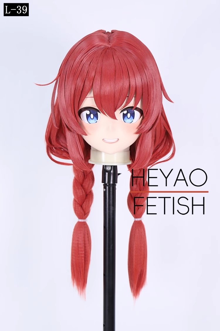 二次元美少女　フルヘッド着ぐるみマスク(L-31~L-40)　ウィッグときぐるみの一体型・後ろファスナーで着脱　高品質樹脂製　サイズオーダーメイド　ウィッグ付き全頭面　KIGURUMI変身　他のキャラクターもオーダーメイド可能　河妖工房製品　正規品保証　全国送料無料-17